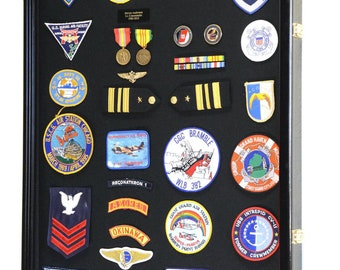 Coffret Shadow Box pour médailles Militaires-Cadre d'affichage de médaille en Bois Massif,Cadre