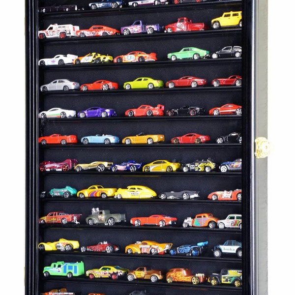 1/64 Diecast Display Case Cabinet Matchbox 1:64 scale Model Car Wall Rack Shelf w/98% UV Protection - Lockable