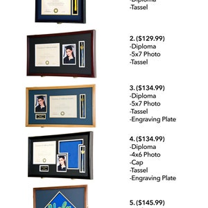 Custom Graduation Diploma Frame Tassel Photo Cap Engraving Display Case for 11 x 8.5 Certificate w/ Custom Matting Colors image 7