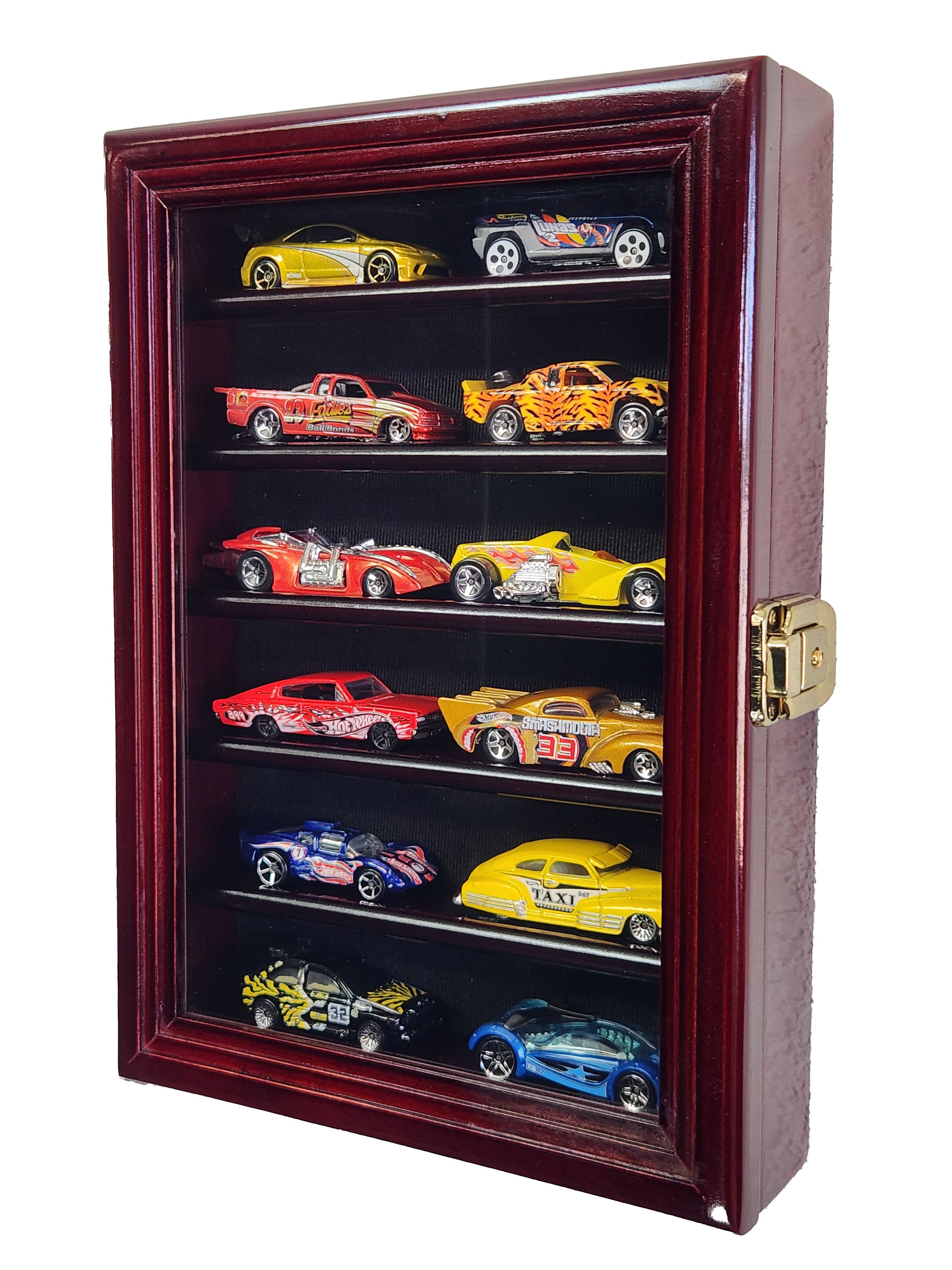 Tatuo Model Car Display Case 1/64 Scale Model Car Display Case Cabinet Rack 26.5 X 18.75 X 3.25 Large Diecast Wall Mounted With Acrylic Door For Toy Collection Decor (Black