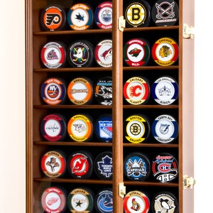 40 Hockey Puck Display Case Cabinet Holder Rack Stand 98% UV Lockable image 7