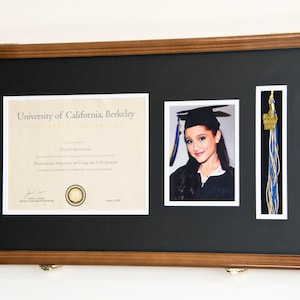 Custom Graduation Diploma Frame Tassel Photo Cap Engraving Display Case for 11 x 8.5 Certificate w/ Custom Matting Colors image 3