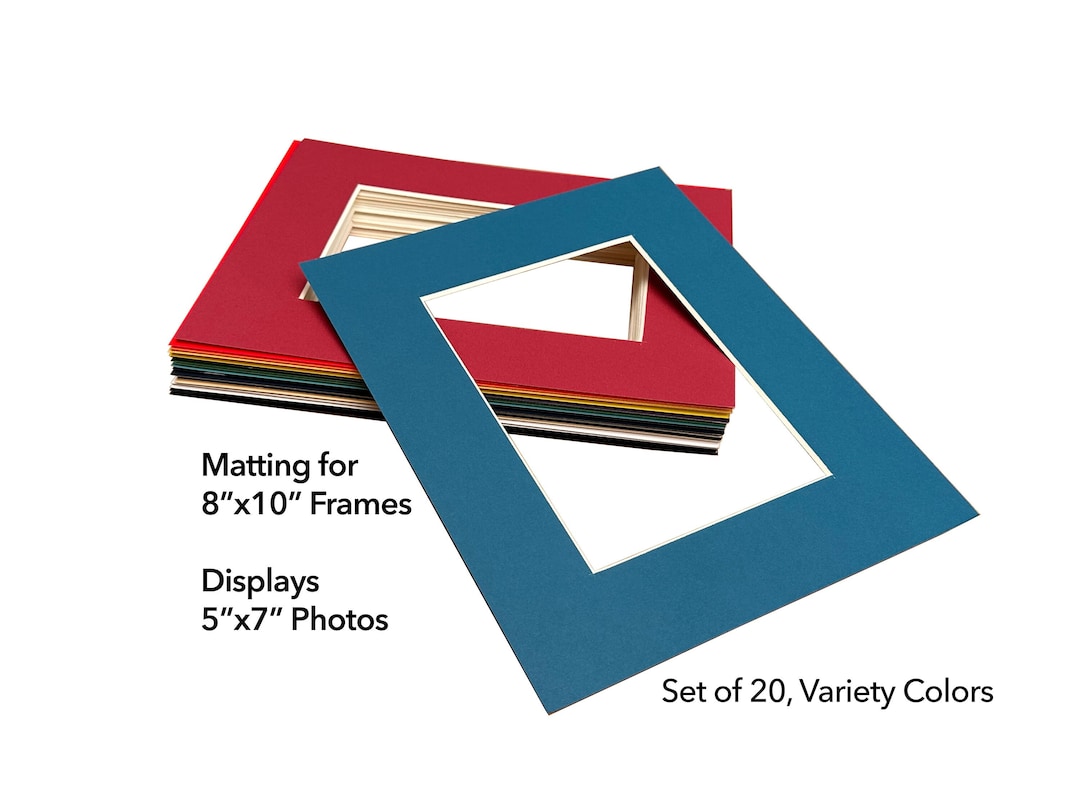 Set of 20 8x10 Picture Frame Matting for Display 5x7 Photo Variety