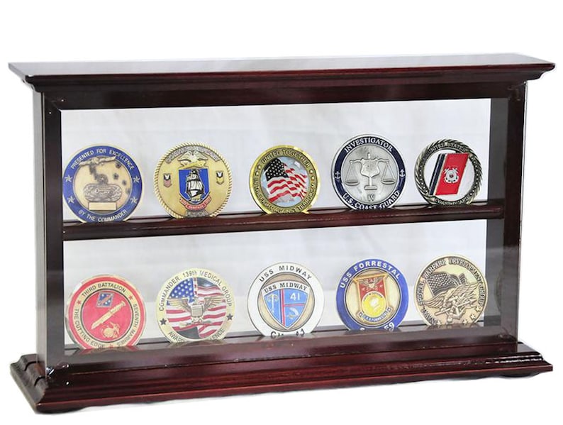 2 Shelves Military Challenge Coin Curio Display Stand Rack Etsy