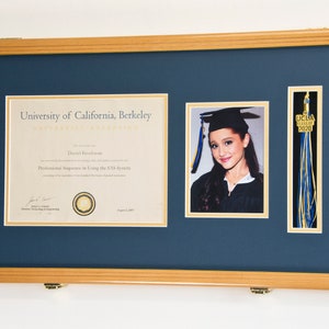 Custom Graduation Diploma Frame Tassel Photo Cap Engraving Display Case for 11 x 8.5 Certificate w/ Custom Matting Colors image 8