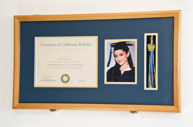 Custom Graduation Diploma Frame Tassel Photo Cap Engraving Display Case for 11 x 8.5 Certificate w/ Custom Matting Colors image 8