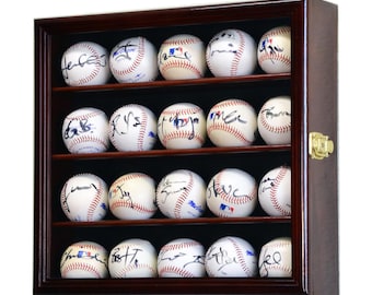 20 Baseball Ball Display Case Cabinet Holder Wall Rack 98% UV Protection Lockable