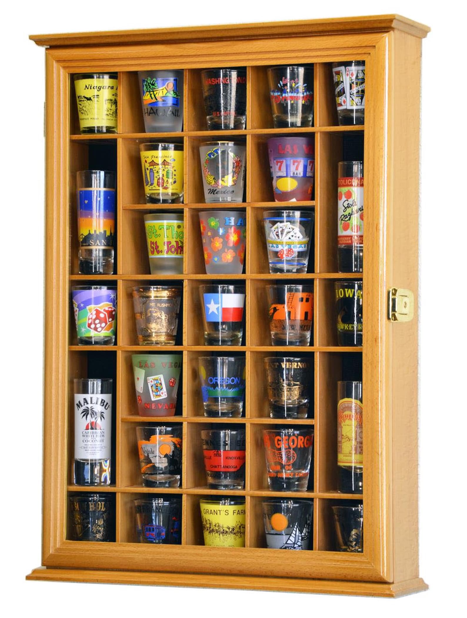 31 Shot Glass Shotglass Shooter Display Case Holder Cabinet Wall Rack ...