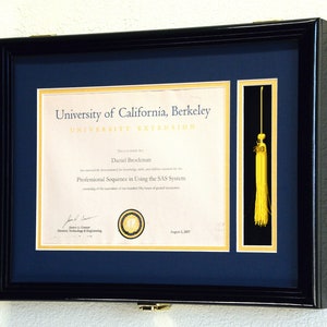 Custom Graduation Diploma Frame Tassel Photo Cap Engraving Display Case for 11 x 8.5 Certificate w/ Custom Matting Colors image 2