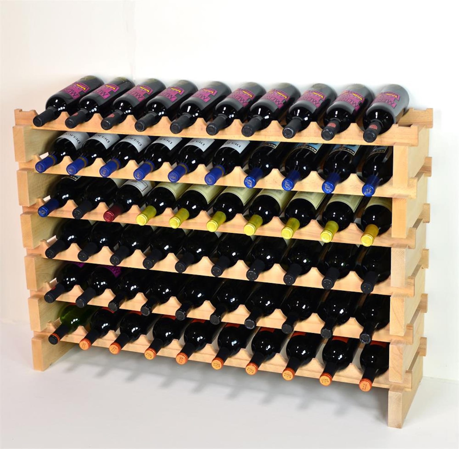 10X Beech Modular Wine Rack Beech Wood 40-120 Bottle Capacity Storage ...
