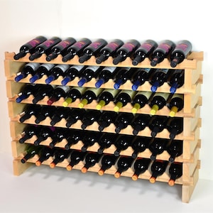 10X Beech Modular Wine Rack Beech Wood 40-120 Bottle Capacity Storage 10 Bottles Across up to 12 Rows Stackable Newest Improved Model