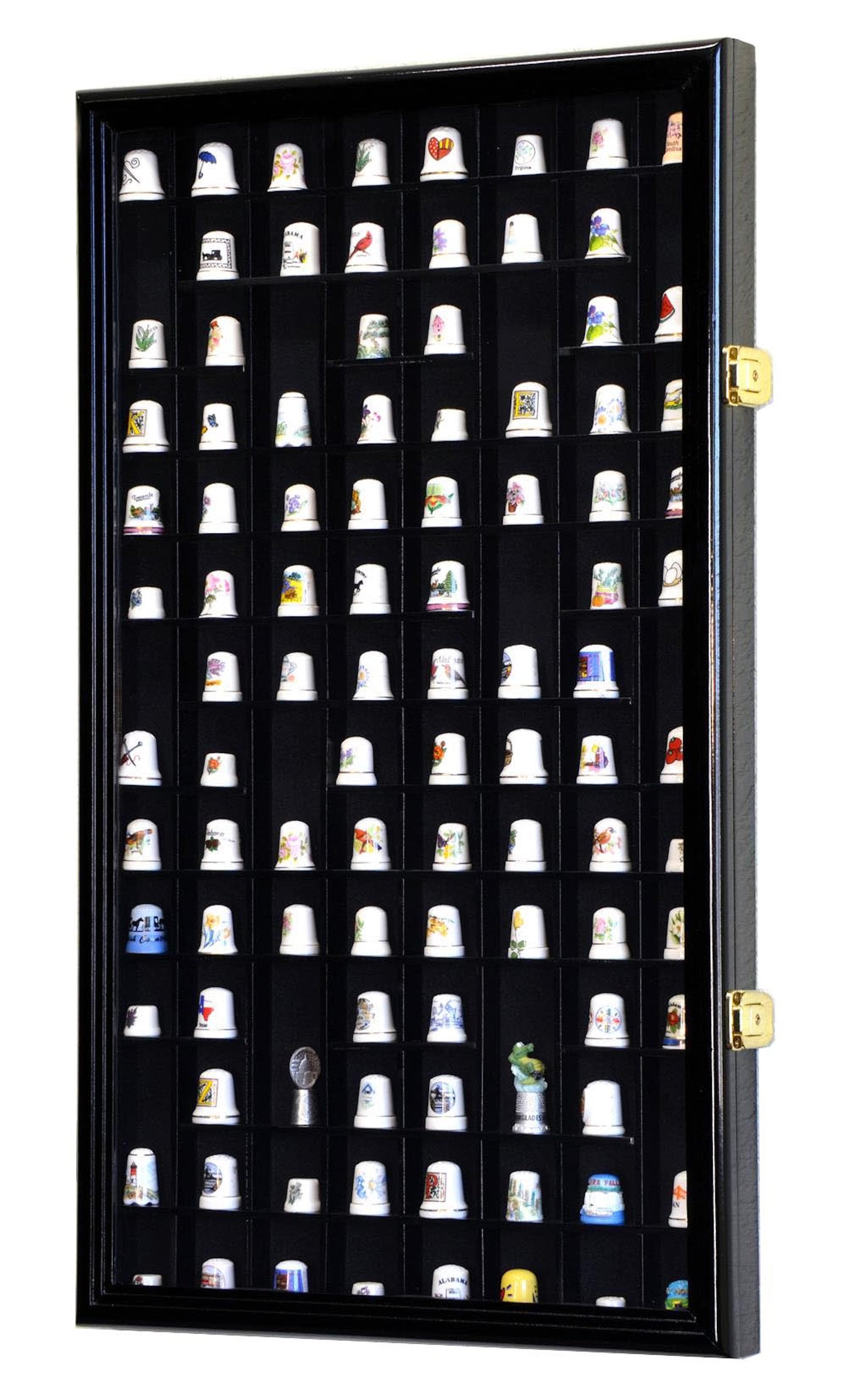 100 Thimble Display Case Wall Cabinet Holder Shadow Box, with Real Glass  Door and Felt Interior Background-Mahogany Finish (TC100-MAH)