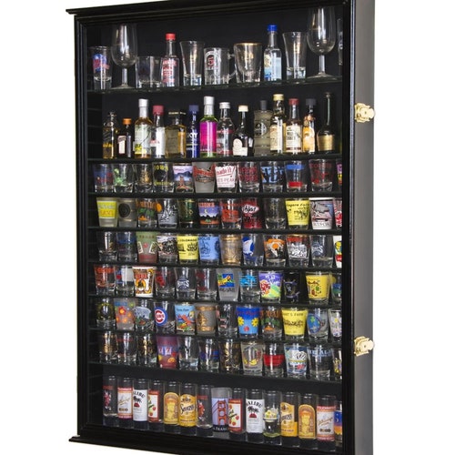 100 Shot Glass Display Case Holder Shadow Box Wall Etsy