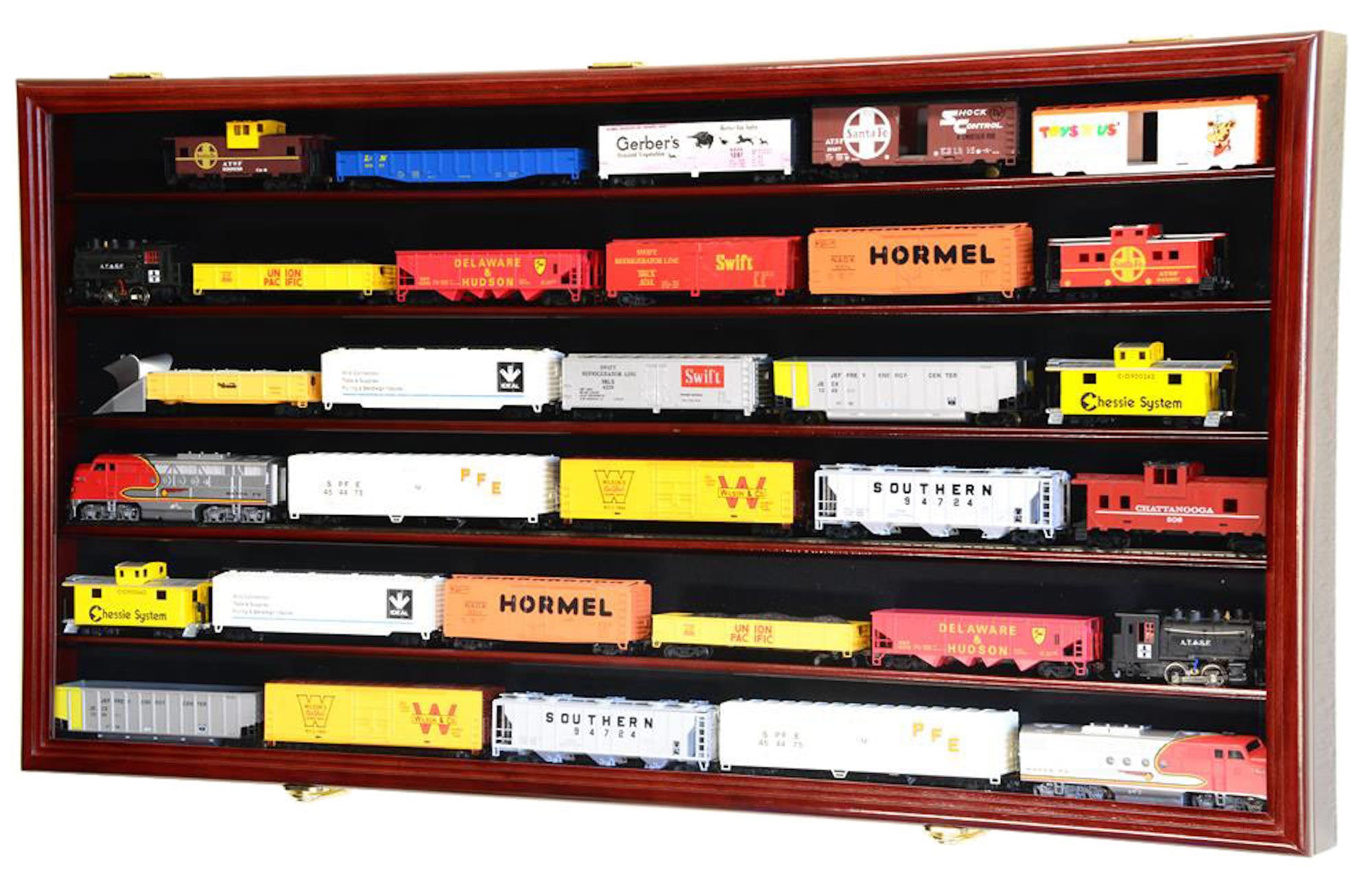 HO Scale Train Display Case Model Train Car Wall Cabinet Shelf Rack w/ 98% UV Protection - Lockable