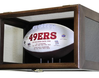 Football Display Case Cabinet Holder Shelf (Wall Mounting/Free Standing) w/ 98% UV Protection - Lockable
