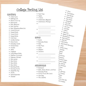 Ultimate College Moving/Packing List -- Female