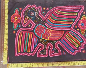 2000 0112 bird mola panel unframed authentic from Panama