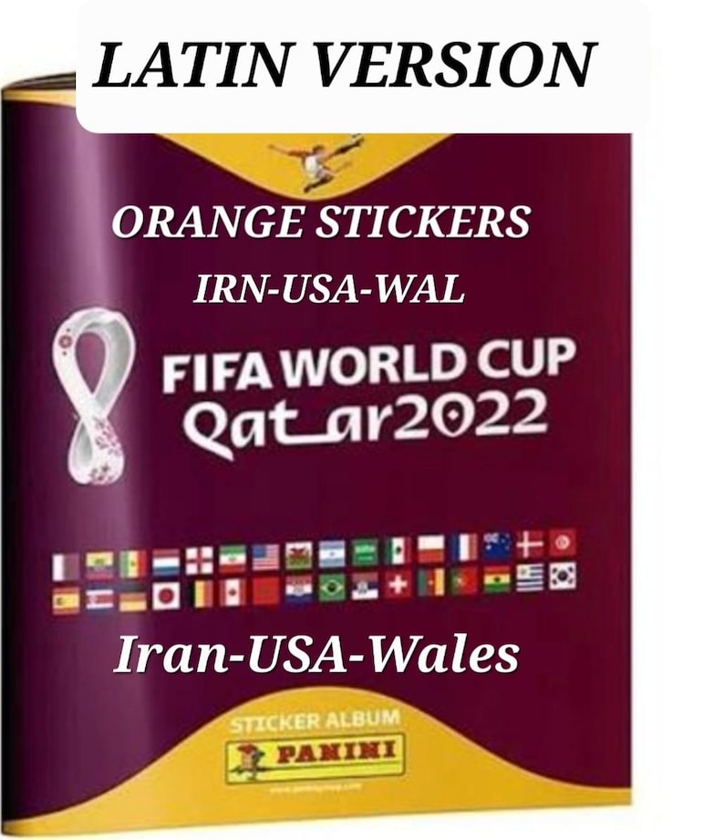 Pegatinas Panini Copa del Mundo Versión Latina Naranja Irán EE. UU. Wal elige cualquiera imagen 1