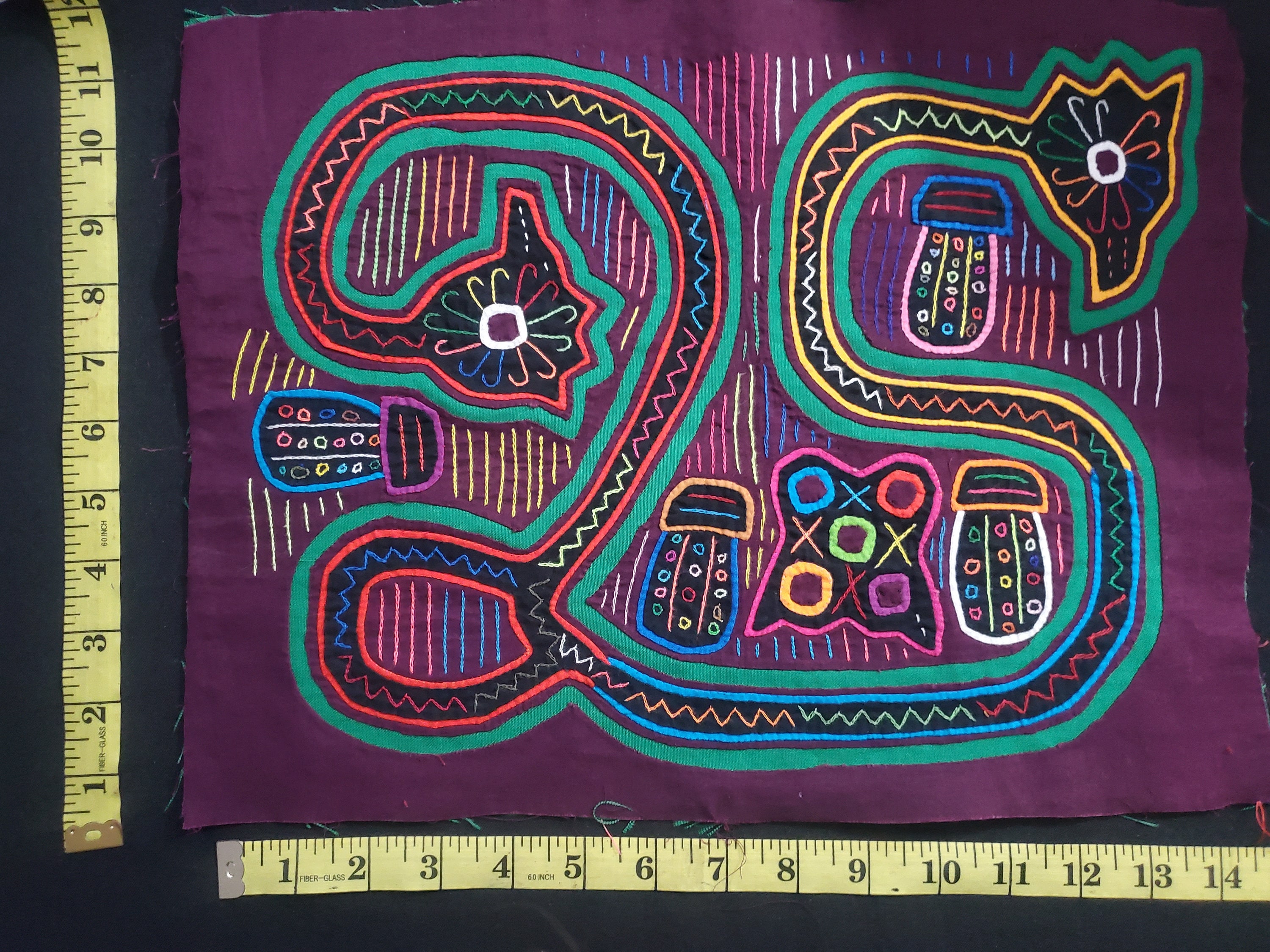 1400 0032 Kuna Mola Unframed Folk Art Imported From Panama Tribe