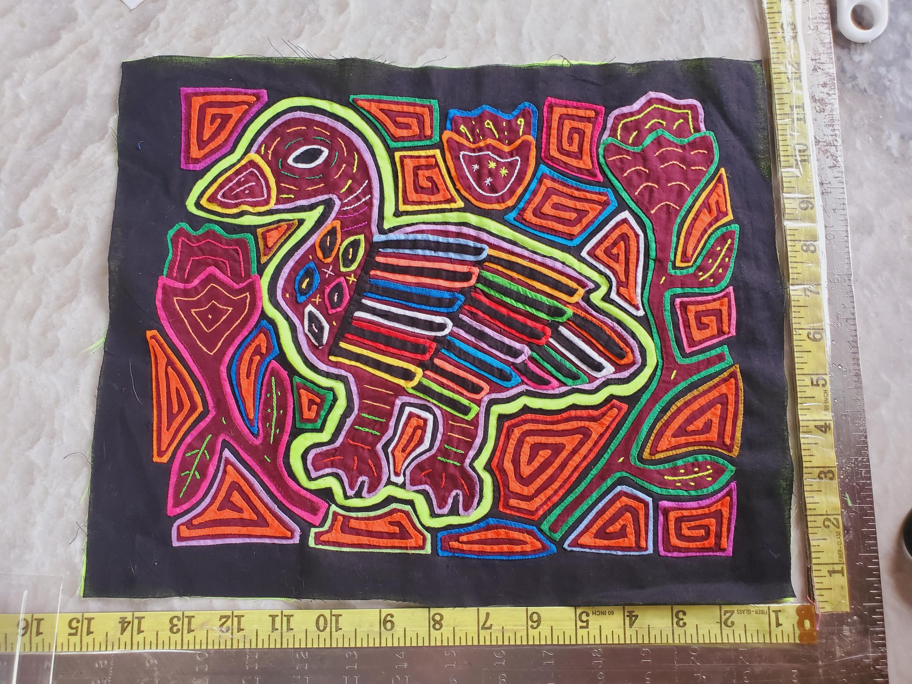 2000 7999 Mola Unframed Original Authentic From Panama Peacock