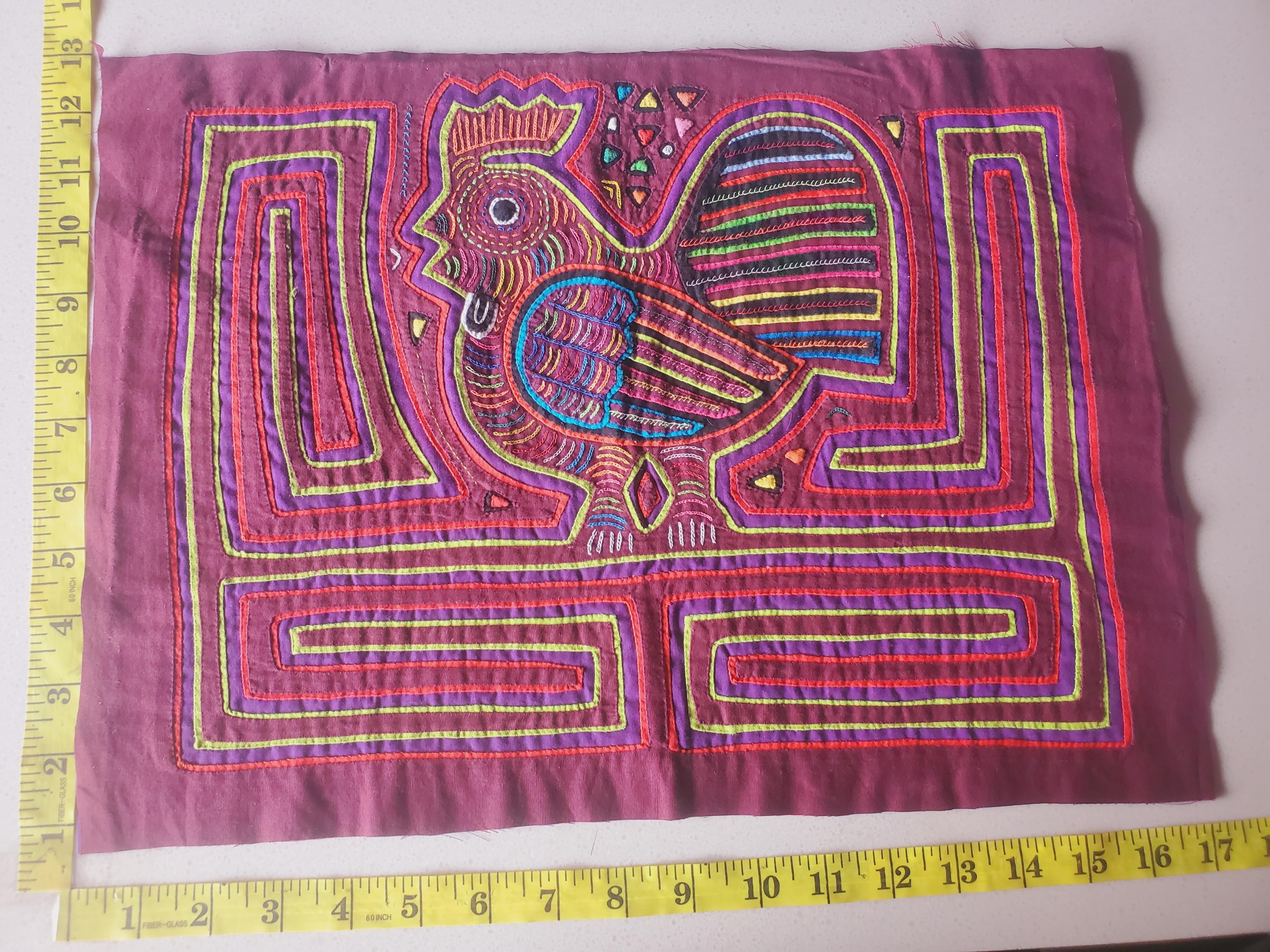 2200 9293 Panel Unframed Reverse Applique Mola Kuna Yala Original