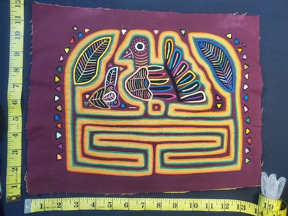 1300 Mola Unframed Unique Mola Panama Ready to Go Flower in a