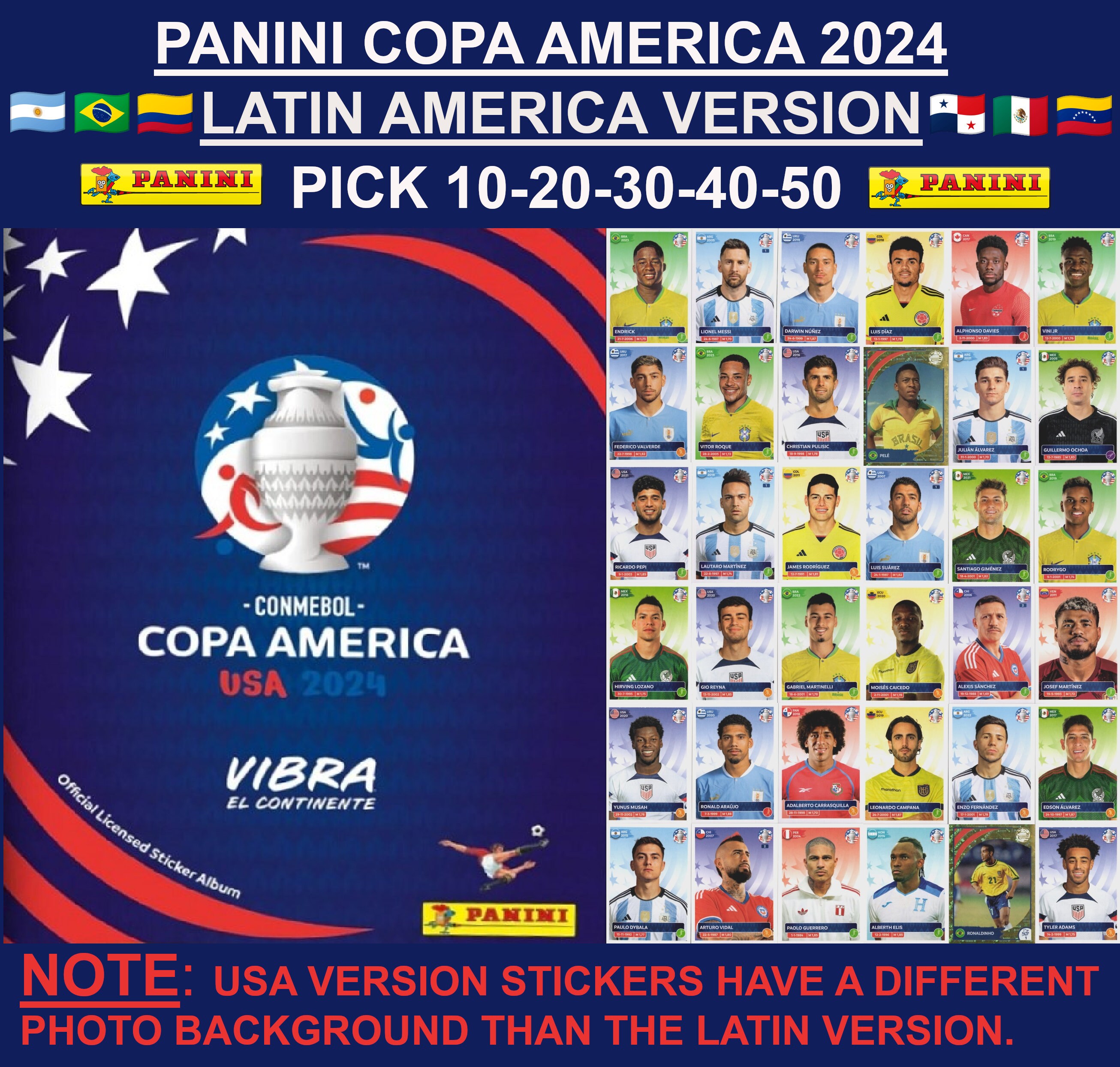 copa america stickers pick any latin version Panini 2024 10/20 read instructions