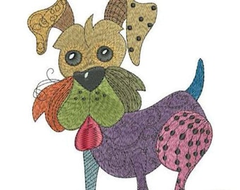 Camisetas bordadas del perro del remiendo 1