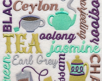 Paños de cocina de algodón con nombres de té bordados y personalizados