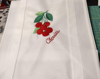 Reusable Grocery/ Shopping Tote Bags Embroidered Cherry