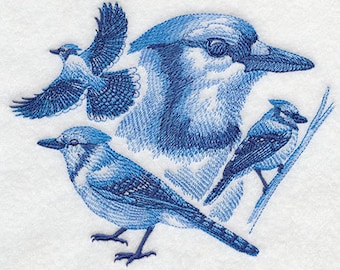 Camiseta Blue Jay Sketch Bordada