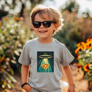 UFO Abducting Pizza Slice Shirt, Funny Pizza Lover, Alien Pizza Lover T-shirt, Gift for Alien and Pizza Lovers