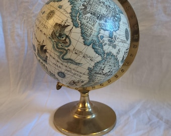 Vintage MCM Mythologisch Fantasy Global Myths Globe Messing Basis