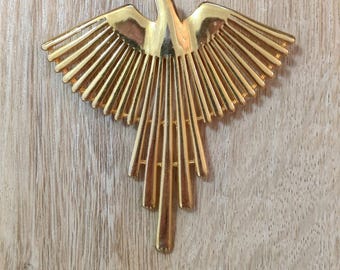 Vintage JJ 1988 signierte Art Deco Stil Vogel Phoenix Gold Wälzer Brosche 3 ""