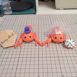 Garnelen Braut und Goom Hochzeitstorte Topper, kundenspezifische Hochzeitstorte Topper Figuren