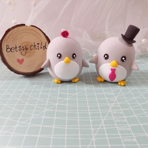 Personalisierter Pinguin Hochzeitstorte Topper: Polymer Clay Braut und Bräutigam
