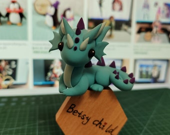 betsy child handmade air dry clay dragon, custom clay dragon