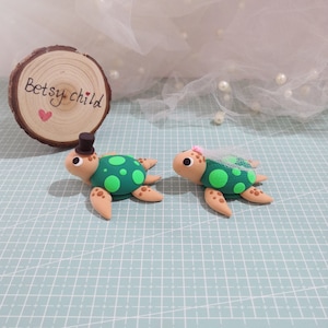 Handmade Polymer Clay Turtle Wedding Cake Topper