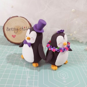 Custom Penguin wedding cake toppers, Bride and groom figurines,Handmade, Fully customizable. Unique keepsake