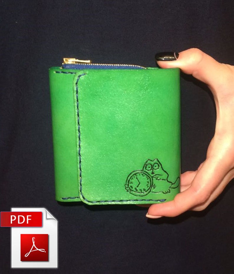 Leather wallet pattern Small zipper wallet PDF pattern Wallet with instruction Vector wallet pattern
