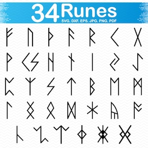 ルーン文字 SVG アルファベット SVG、バイキング SVG、SVG 文字 SVG ファイル (cricut 用)、バイキング SVG シルエット SVG、バイキング クリップアート、ベクター PNG ファイル Dxf ファイル