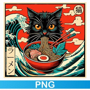 Chat mangeant des ramen PNG, chat png Ramen png, clipart kawaii, png drôle png sarcastique, nouilles png Tshirt png, png anime, fichiers png japonais