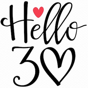 Hallo 30 svg, 30. Geburtstag svg, Geburtstags-shirt svg, Hallo 30 png-Dateien, 30 Jahre svg, Geburtstagsparty svg, Cricut svg Kontur svg Clipart