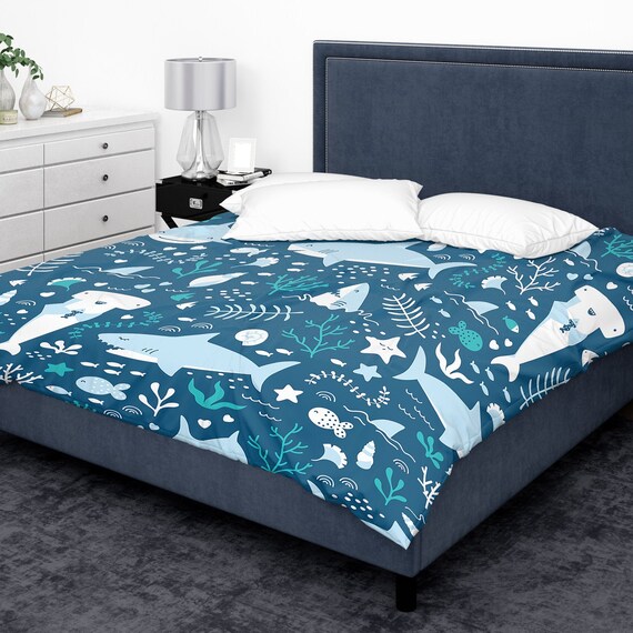 Shark Duvet Cover Shark Decor Duvet Covers Sharks Kids Duvet Cover Duvet Cover Queen Duvet Cover King Queen Bedding Duvet Cover Twin