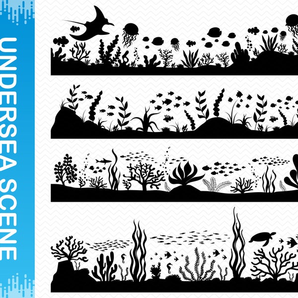 Undersea Scene svg, Sea life svg, Coral svg Nautical svg, Ocean animals svg, School of fish svg, Ocean life svg, Cricut svg silhouette svg