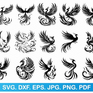 Svg Phoenix, mythologie svg, svg oiseau oiseaux png, clipart fantastique, clipart Animal, Phoenix laser svg, fichiers svg pour cricut, clipart vectoriel