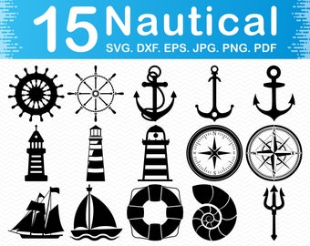 Nautical svg, Nautical png, Anchor svg files for cricut, Sailboat svg, Seashell svg, Compass svg, Silhouette svg, Cricut downloads,Png files