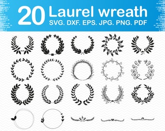 Laurel wreath svg, Floral wreath svg, Wreath svg, Laurel svg, Flower wreath svg, Svg files for silhouette, Svg files for cricut, Dxf files