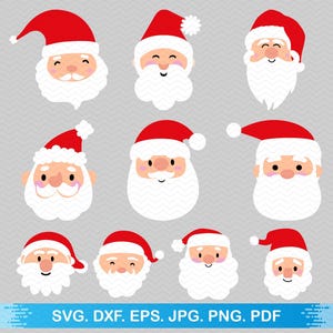 Santa svg, Santa face svg, Santa hat svg, arquivos svg de Feliz Natal, clipart de Natal, arquivos svg de camisa de Natal para cricut, Silhouette svg