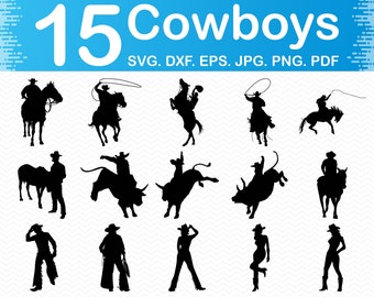 Cowboy svg, Cowboy clip art, Cowgirl svg files for cricut, Cowgirl clipart, Western clipart, Cowboy png files, Dxf files, Silhouette svg